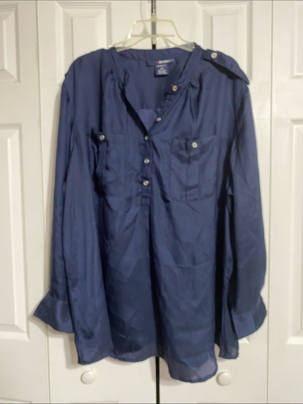 Denim 24/7 navy blue lightweight blouse top shirt size 22W